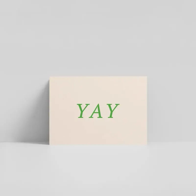 'YAY' mini postcard