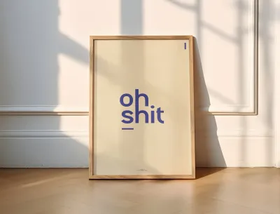 'Oh Shit' print blauw