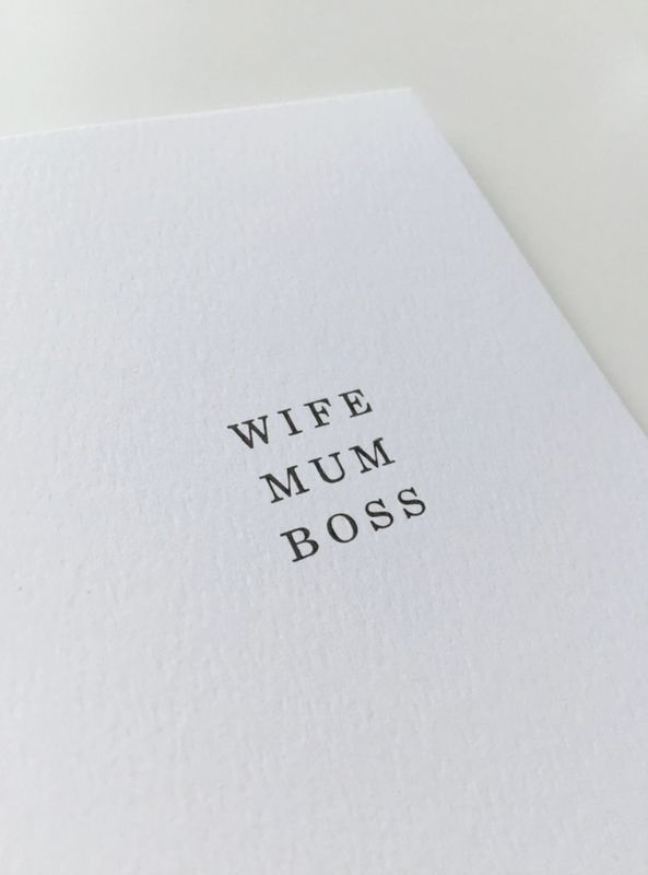 'Wife, Mum, Boss' kaart