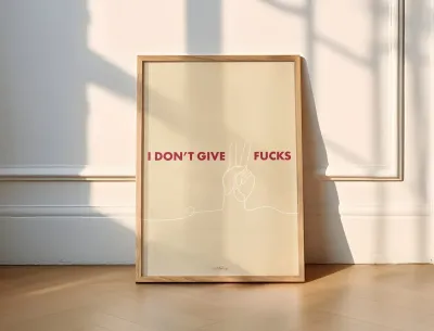 'I Don't Give 2 Fucks' print geel