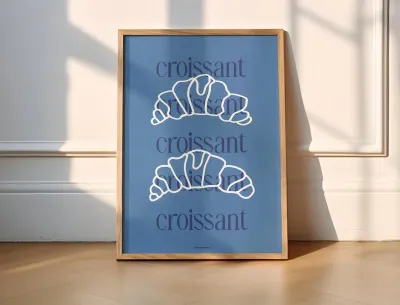 'Croissant' print blauw