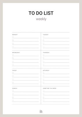 Insidr To Do List 'Weekly' Insidr To Do List 'Weekly'