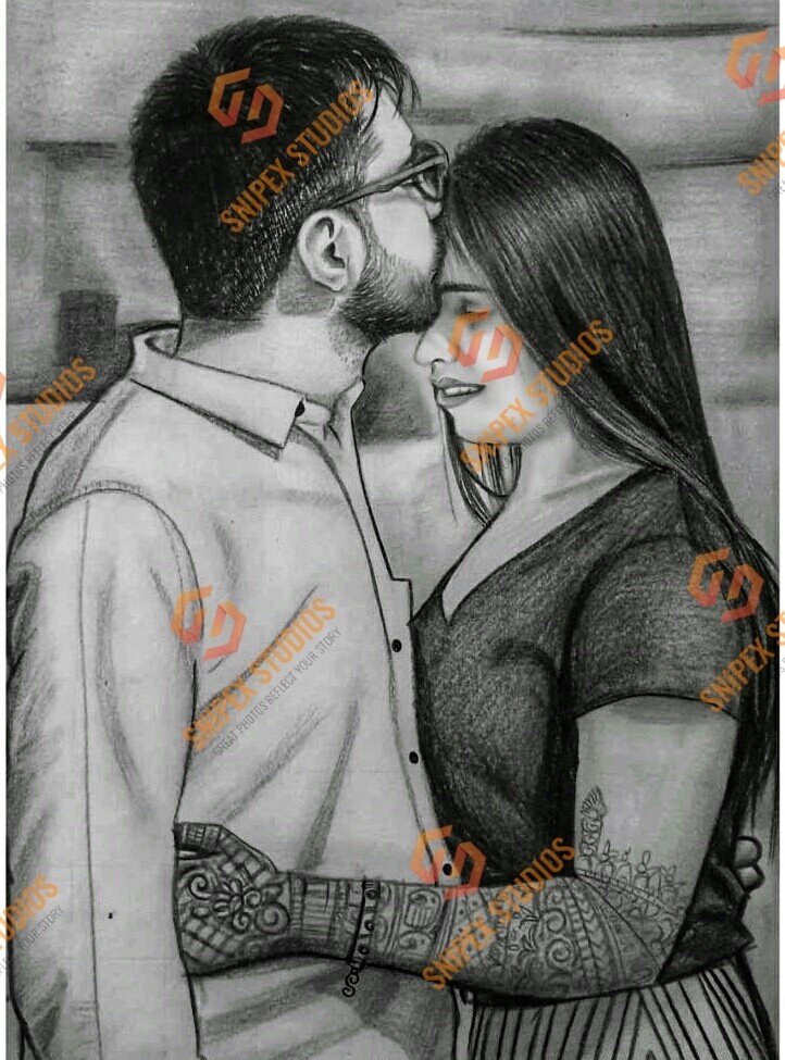 A3 Size Framed Pencil Portrait (Couple / More)