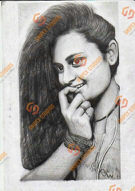 A4 Size Framed Pencil Portrait (Single Figure)