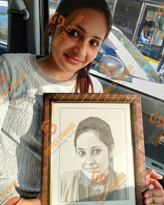 A3 Size Framed Pencil Portrait (Single Figure)