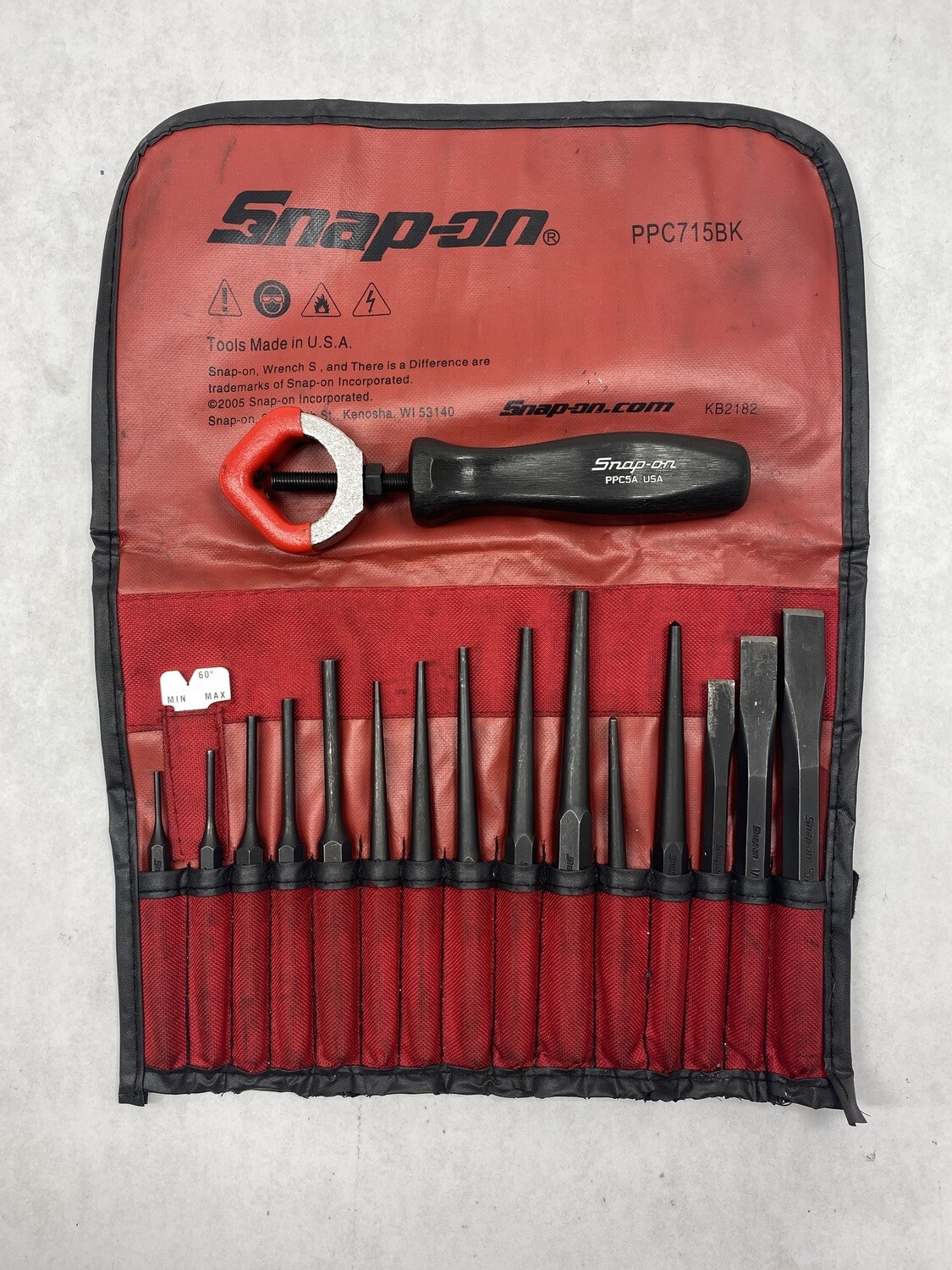 Snap On 16pc Punch & Chisel Set, Punch & Chisel Holder, PPC715BK/PPC5A
