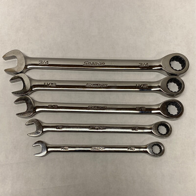 Snap On 5pc Ratcheting Wrench Set, 7/16”-3/4”