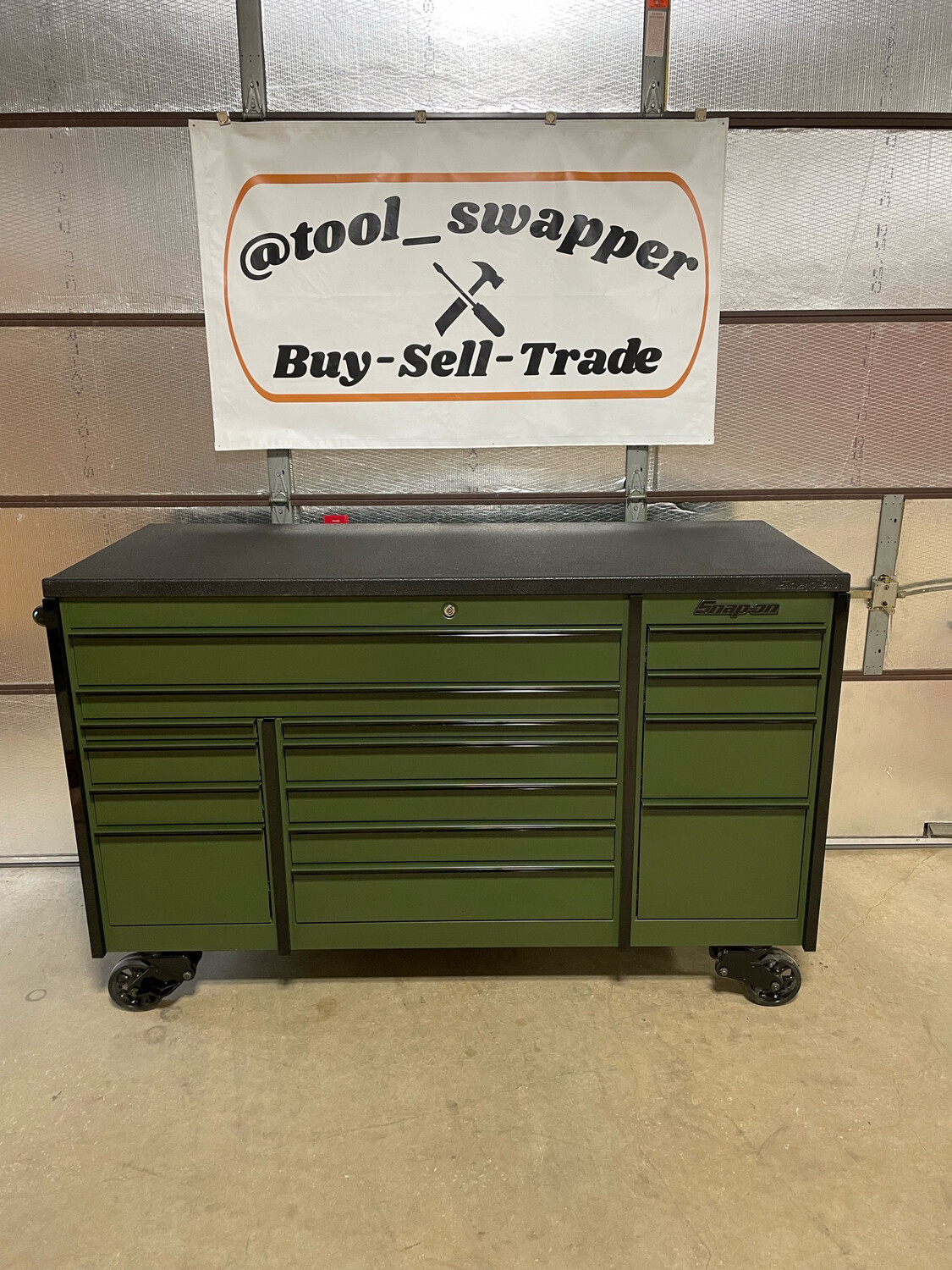 Combat green snap on tool box Clearance
