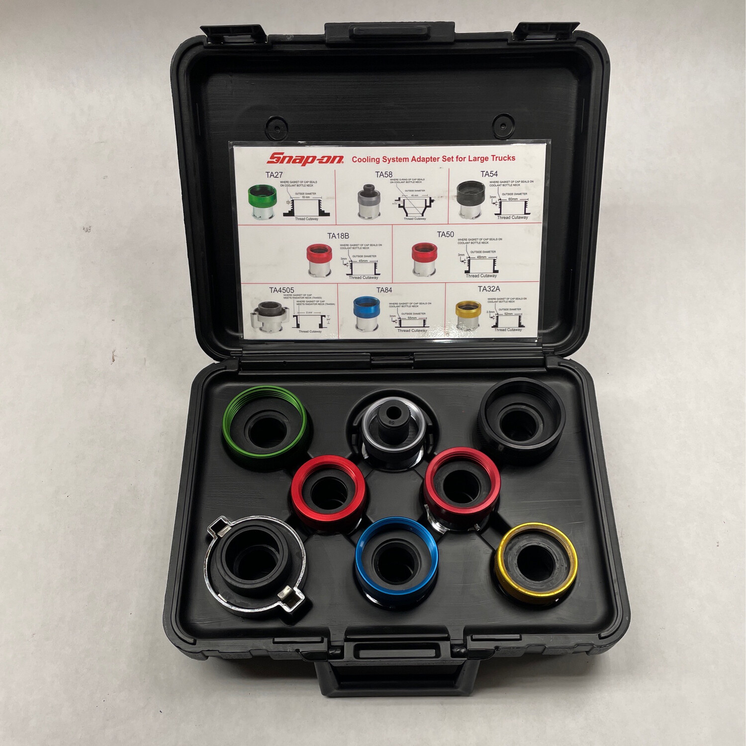 Snap On Large Truck Cooling System Adapter Set, SVTA8100 Shop Tool