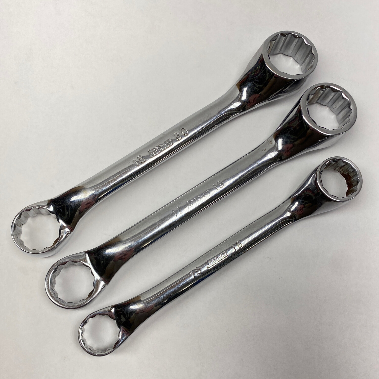 Snap On 3pc Metric Offset Double Box End Wrench Set, 12pt 15-20mm