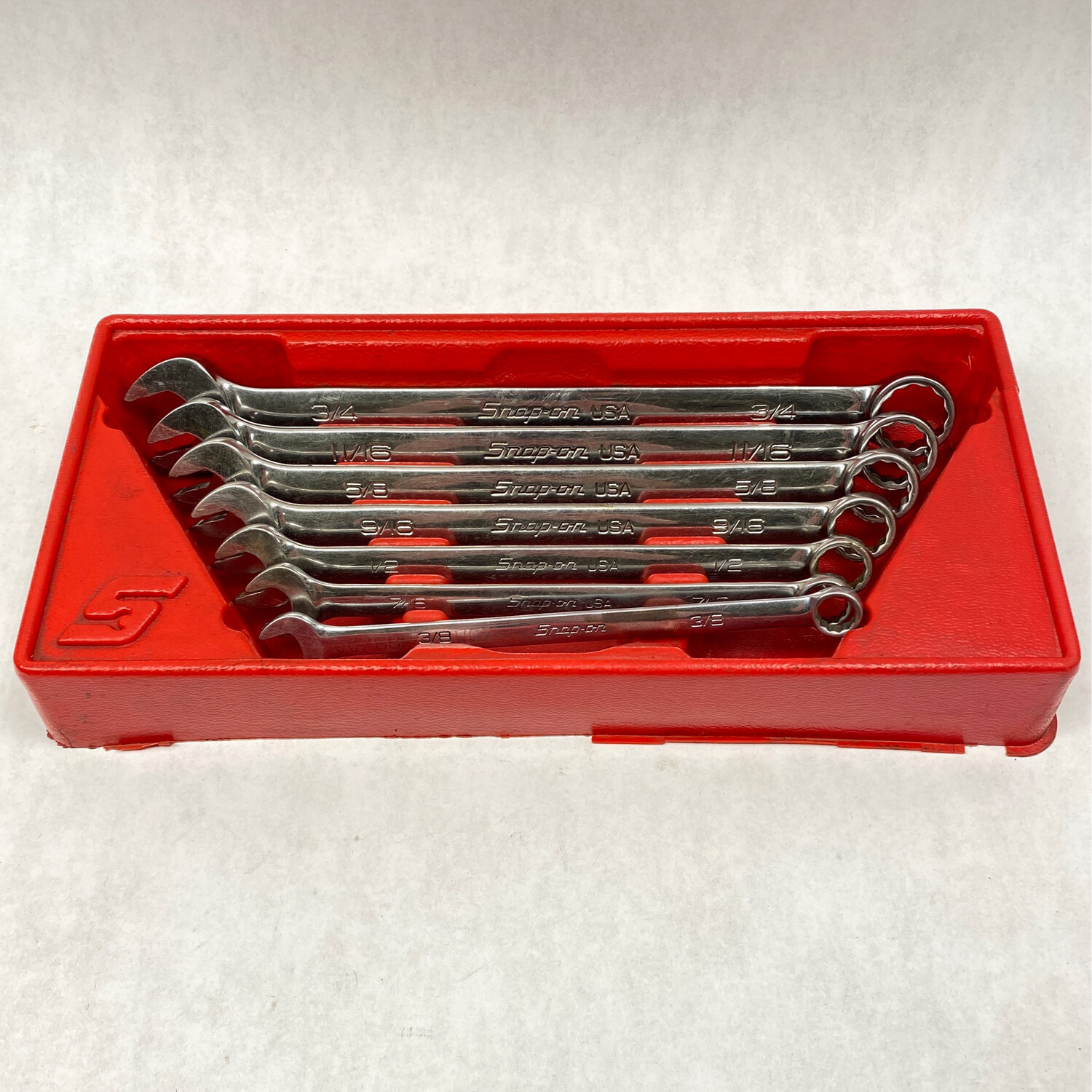 Snap On 7pc 12 Point SAE Flank Drive Plus Combination Wrench Set (3/8 ...