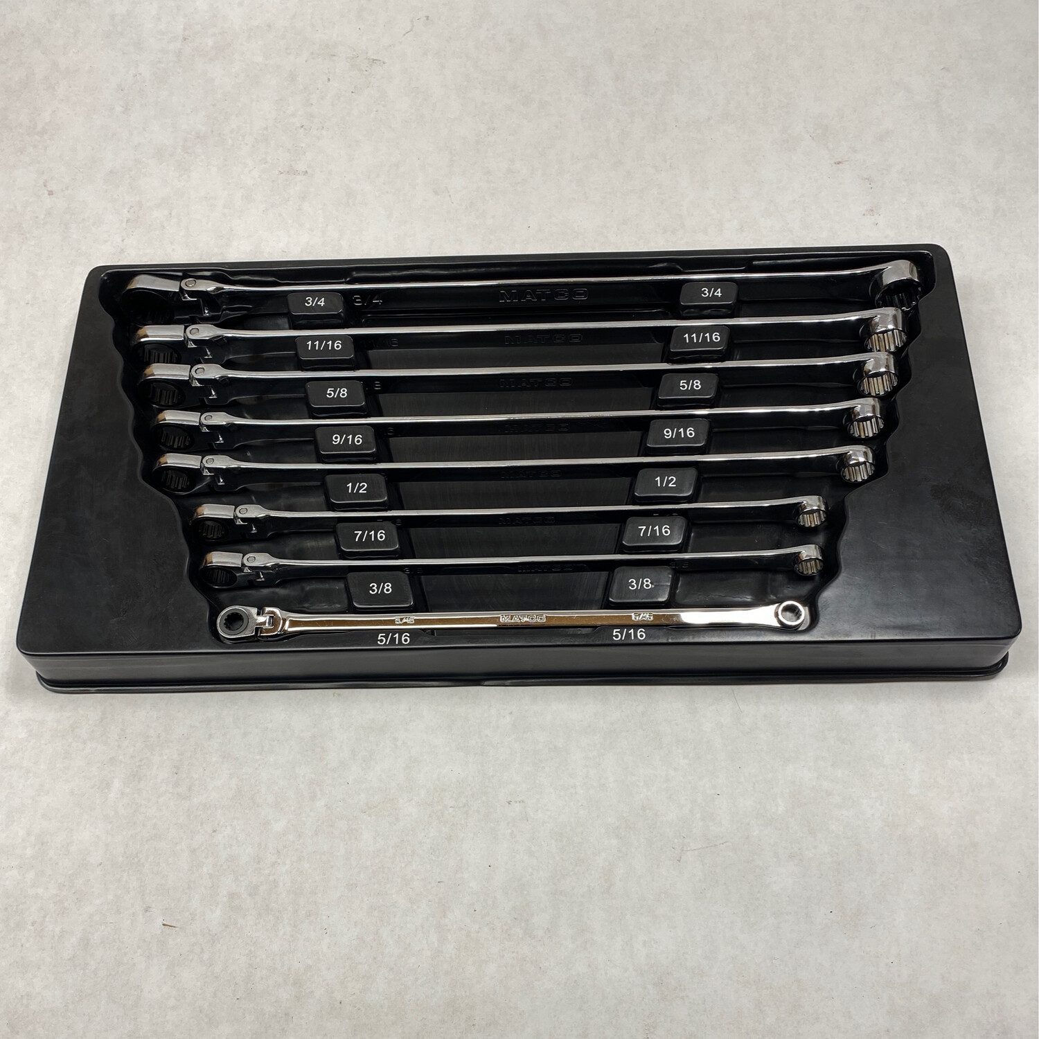 Matco 8pc SAE High Performance Flex Box End Ratcheting Wrench Set, 5/16