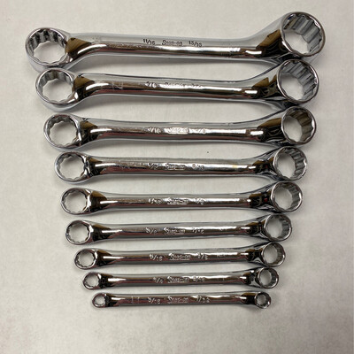 Snap On 9pc SAE 12pt 10° Offset Double Box Wrench Set, 3/16”-13/16”