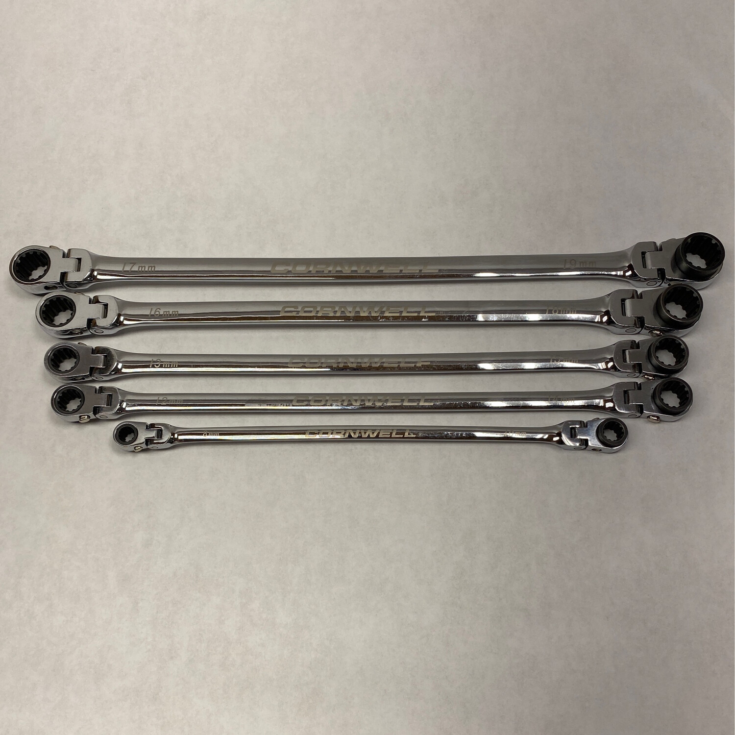 Cornwell 5Piece Extra Long Metric Flex Ratcheting Box Wrench Set