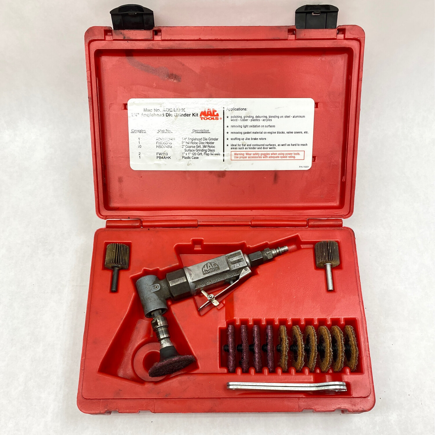 Mac Tools 1/4” Anglehead Die Grinder Kit, ADG4AHK