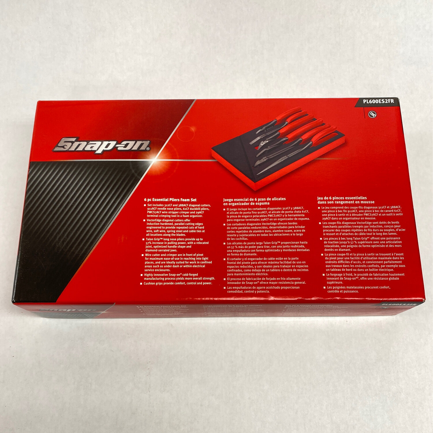 NEW Snap On 6 Piece Essential Pliers Foam Set, PL600ES2FR NEW Snap On 6 Piece Essential Pliers Foam Set, PL600ES2FR