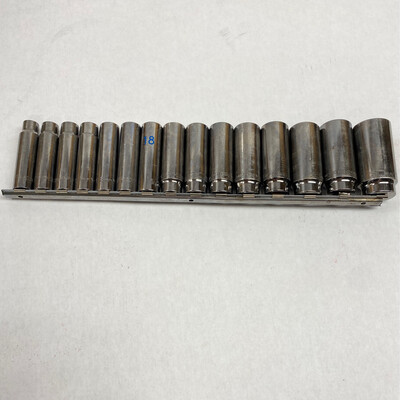 Matco 15 Piece 1/2” Drive 6 Point Metric Deep Socket Set, 12-30mm