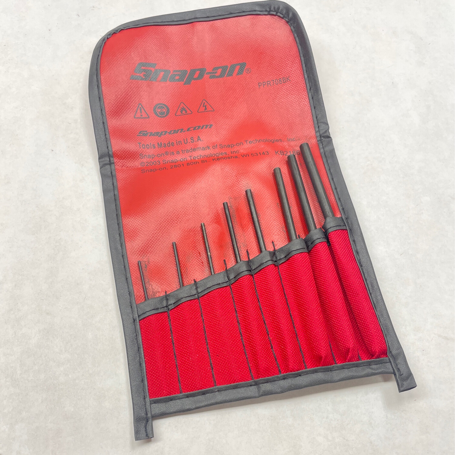 New Snap On 8pc Roll Pin Punch Set, PPR708BK Shop Tool Swapper