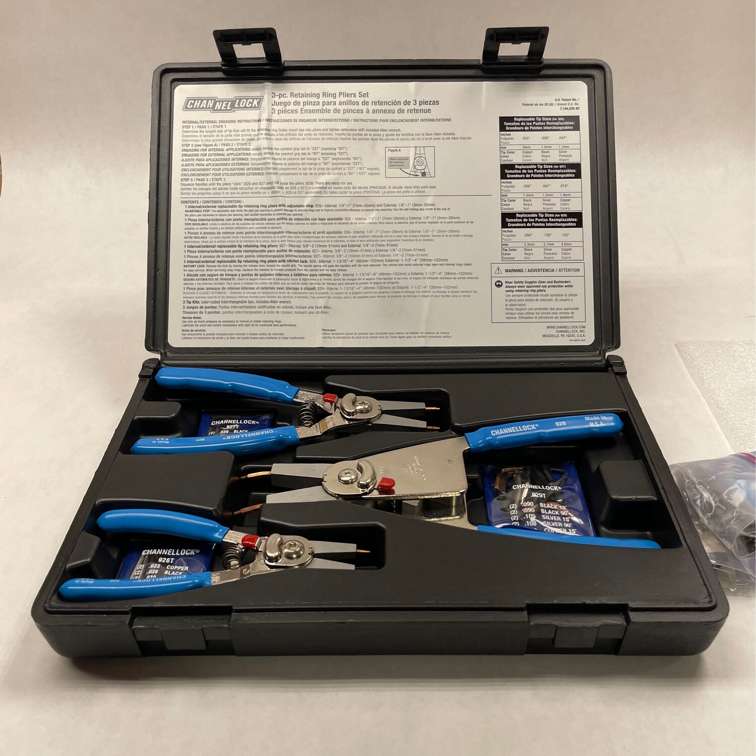 New Channellock 3pc Retaining Ring Pliers Set Shop Tool Swapper