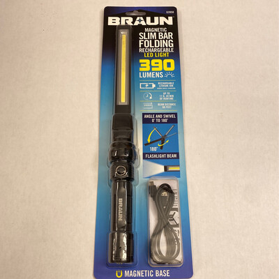 Braun Magnetic Slim Bar Folding Rechargeable 390 Lumen LED Light, 63958