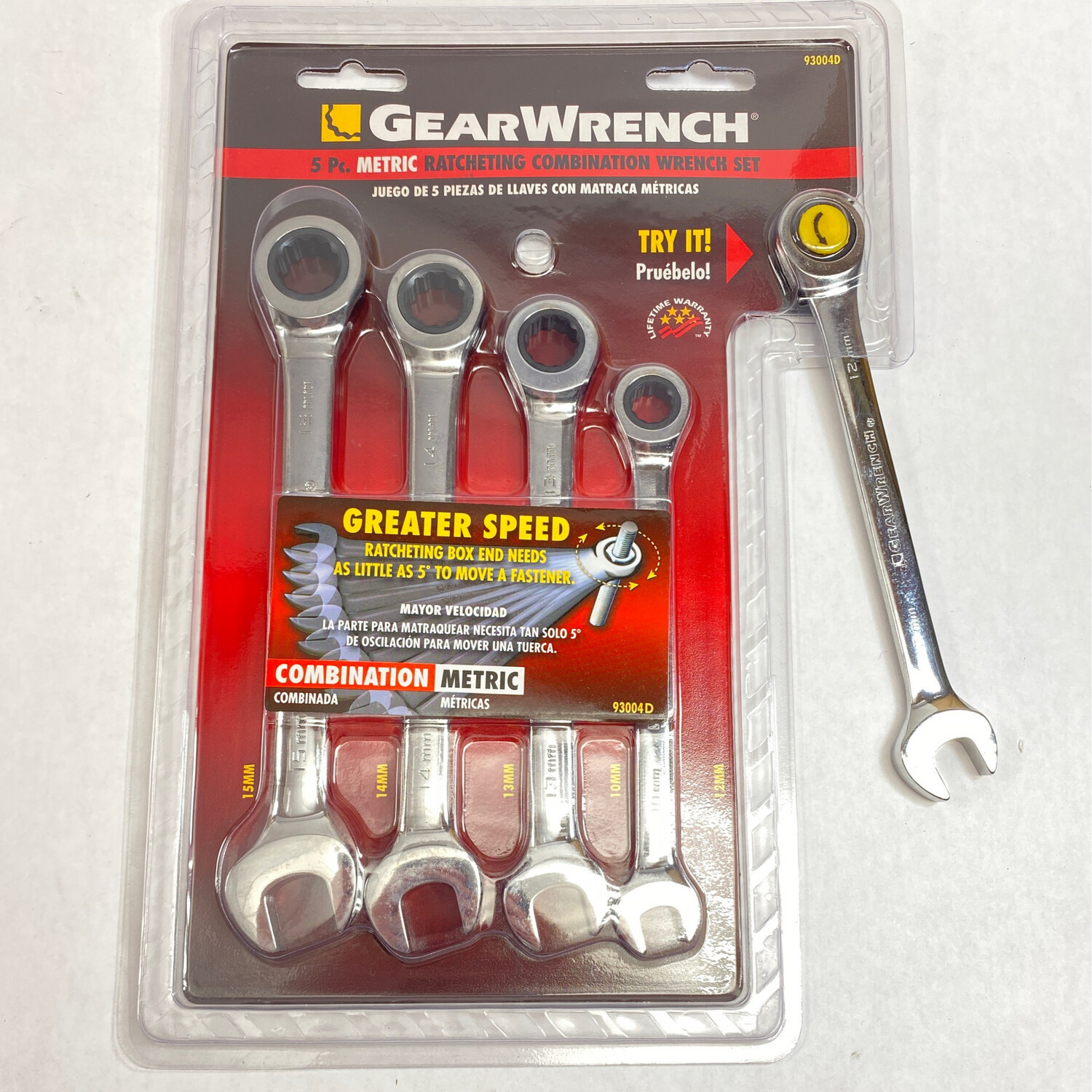 Gearwrench 5 Pc Metric Ratcheting Combination Wrench Set, 93004D