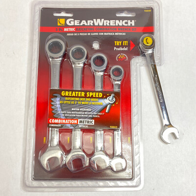 Gearwrench 5 Pc Metric Ratcheting Combination Wrench Set, 93004D