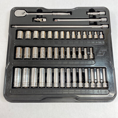 Snap On 45 Pc. 1/4” Drive Metric Shallow, Semi Deep, And Deep Sockets & Extension General Service Set, 145TMM