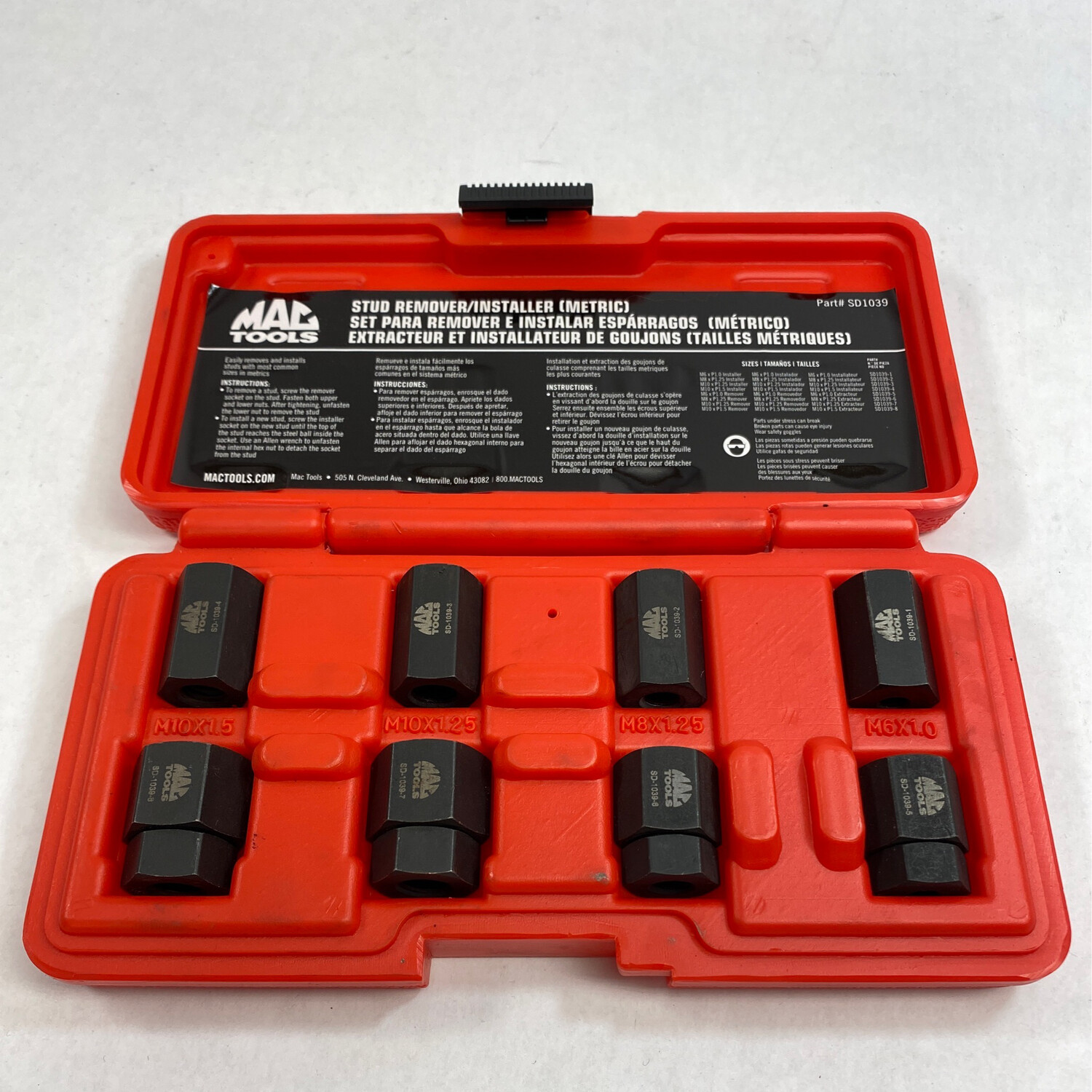 Mac Tools 8 Pc. Metric Stud Remover/Installer Set, SD1039 Shop Tool