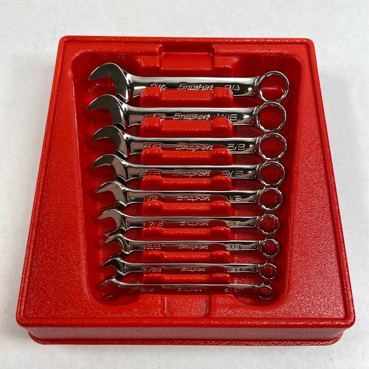 Snap On 9 Pc. 6-Point SAE Flank Drive Short Combination Wrench Set (5/16–3/4