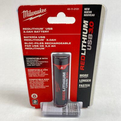 Milwaukee RedLithium USB 3.0Ah Battery, 48-11-2131