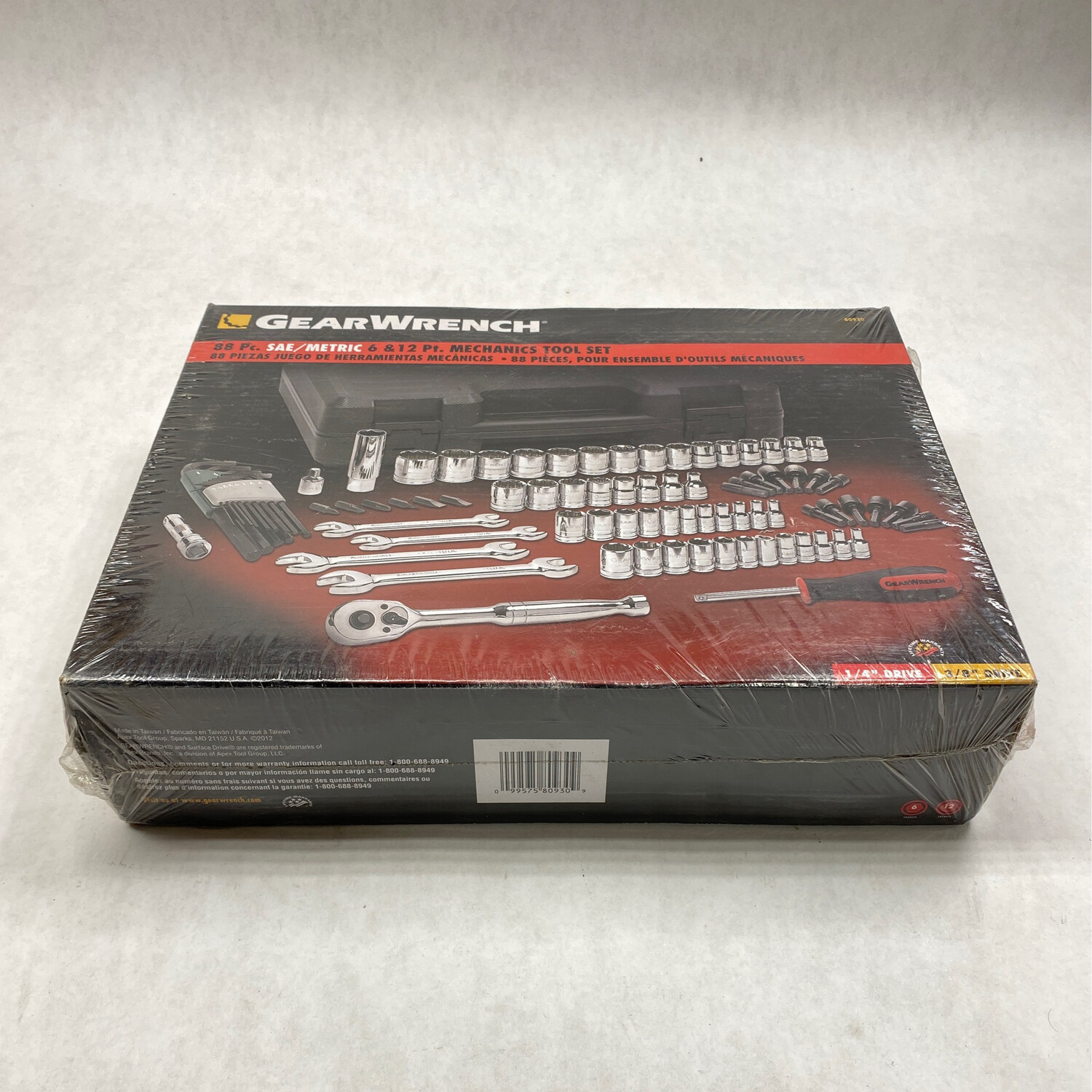 Gearwrench 88pc. 1/4” & 3/8” Drive SAE/Metric 6 & 12 Pt. Mechanics Tool Set, 80930