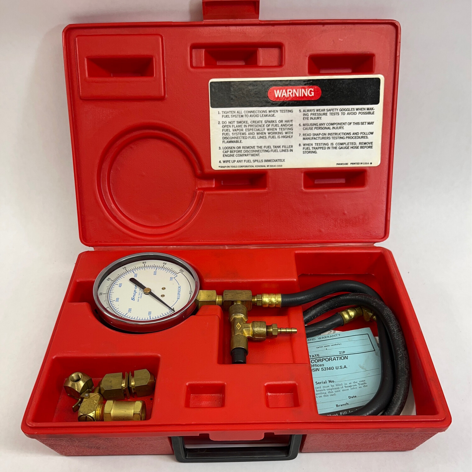 Snap On Fuel Injection Pressure Gauge Set, MT337A Shop Tool Swapper