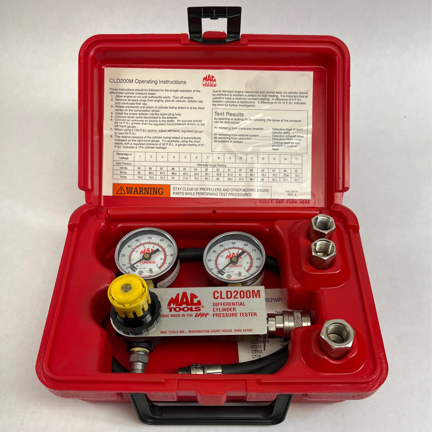 Mac Tools Cylinder LeakDown Detector, CLD200M6 Shop Tool Swapper