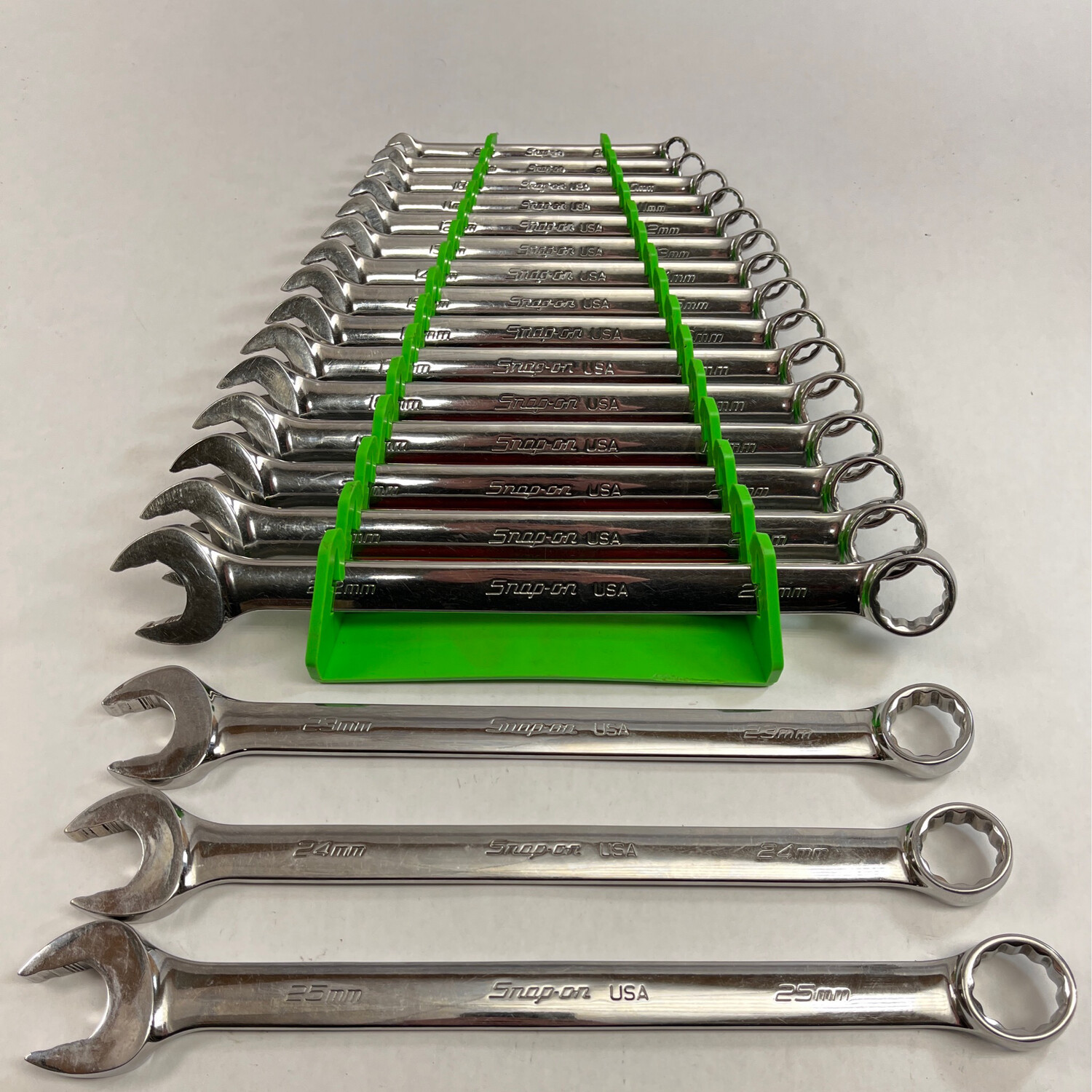 Snap On 18 Pc. 12 Point Metric Flank Drive Plus Combination Wrench Set 8 25mm Shop Tool Swapper