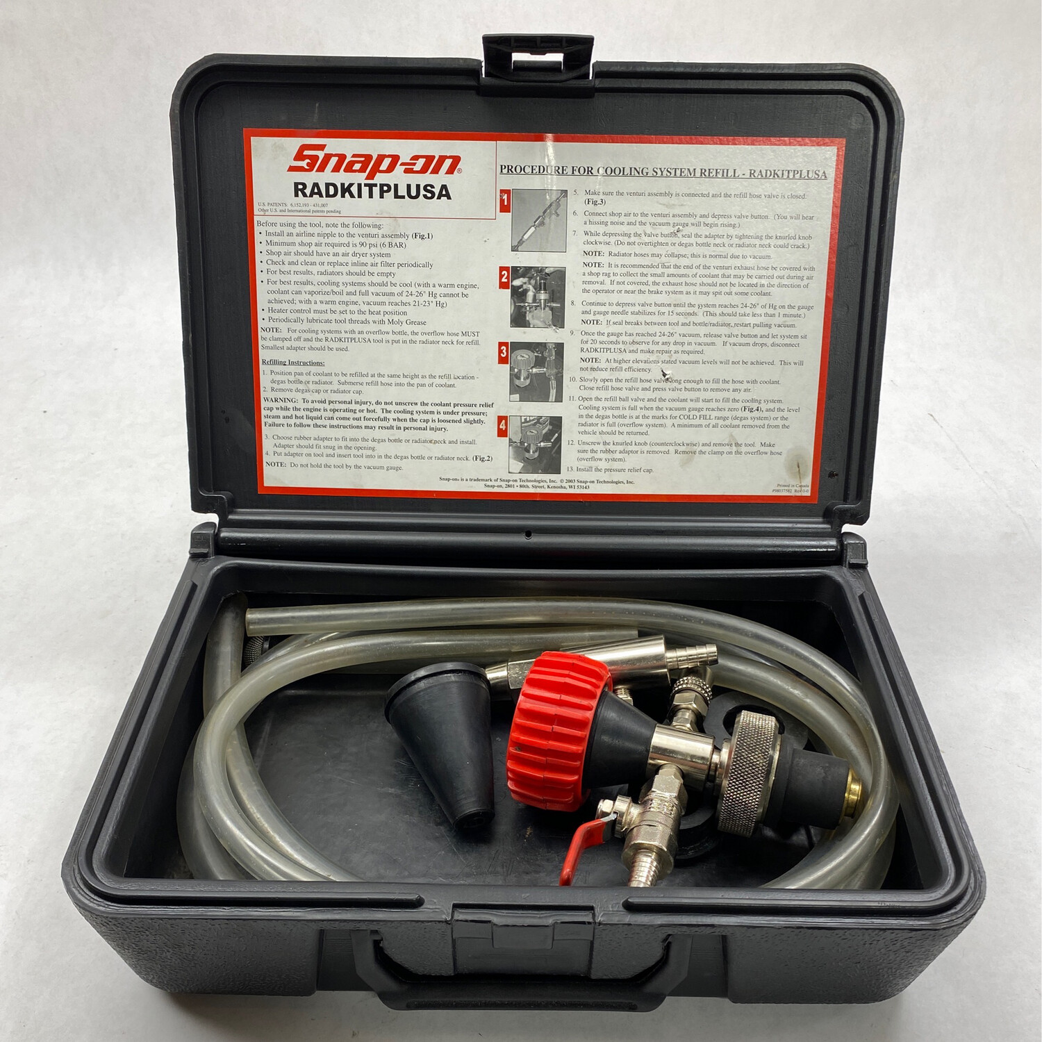 Snap on tools cooling system vacuum filler radkitplusa shop tool