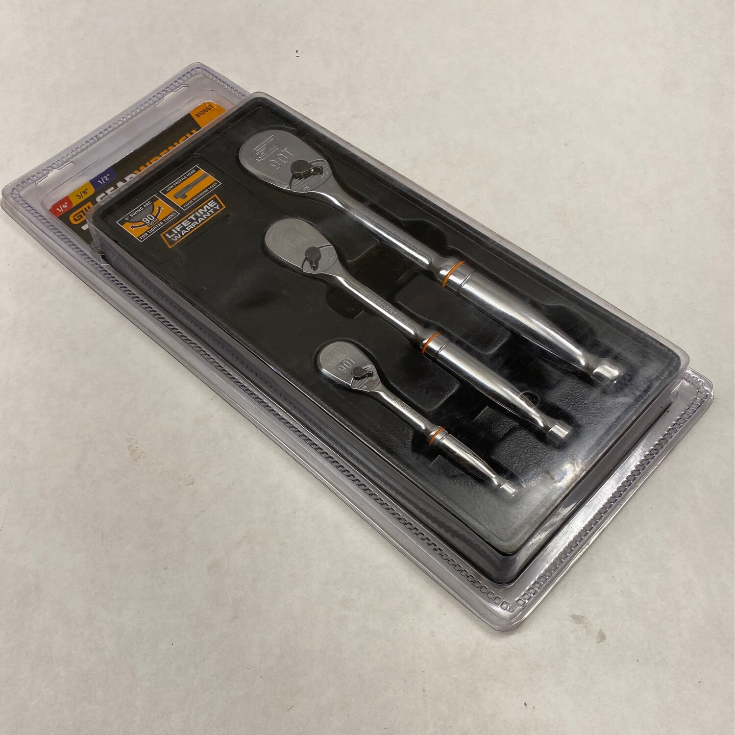 Gearwrench 3 Pc. 90 Tooth Ratchet Set 1/4”-3/8”-1/2”, 81206T