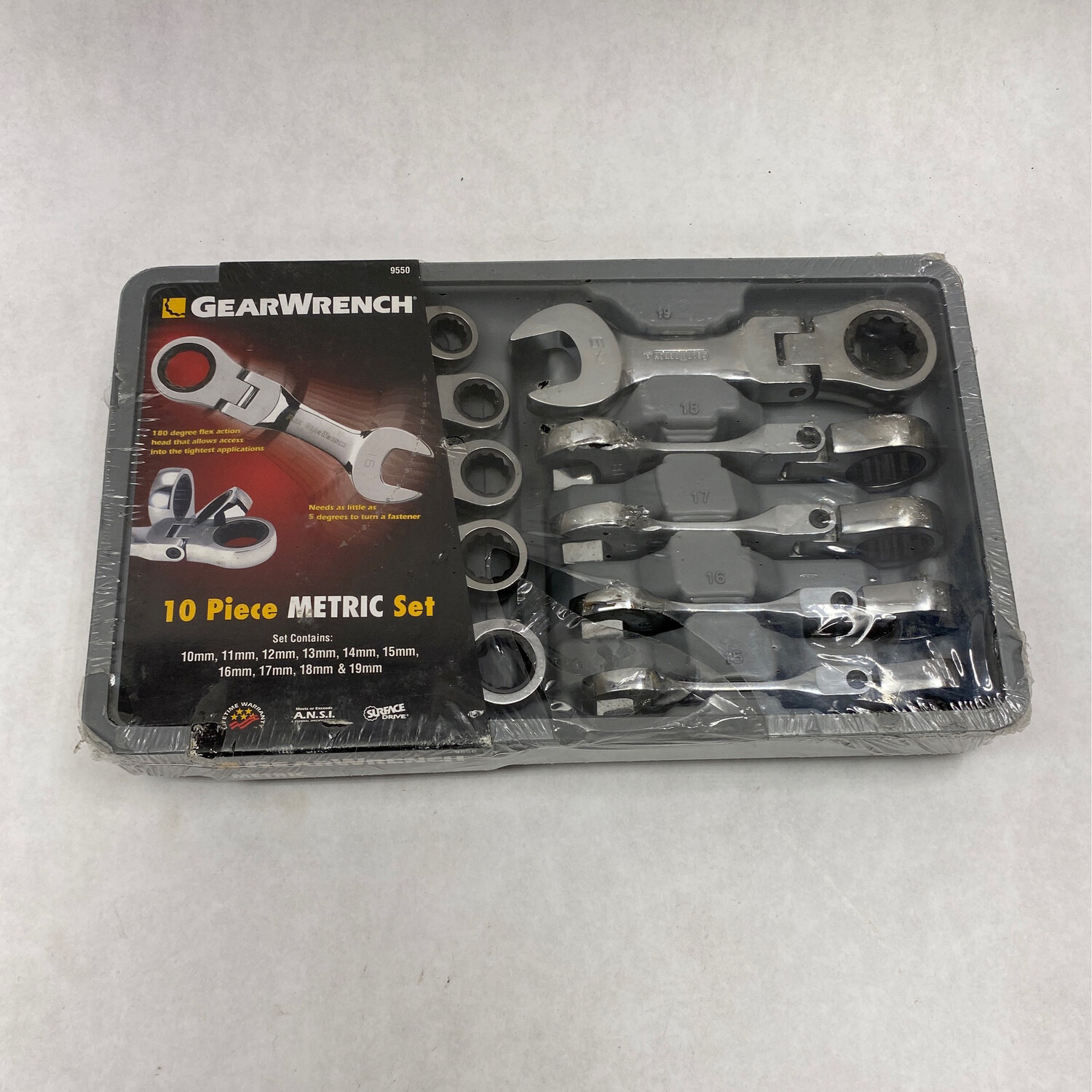 Gearwrench 10 Pc. Metric Flex Head Stubby Ratchet Wrench Set, 9550