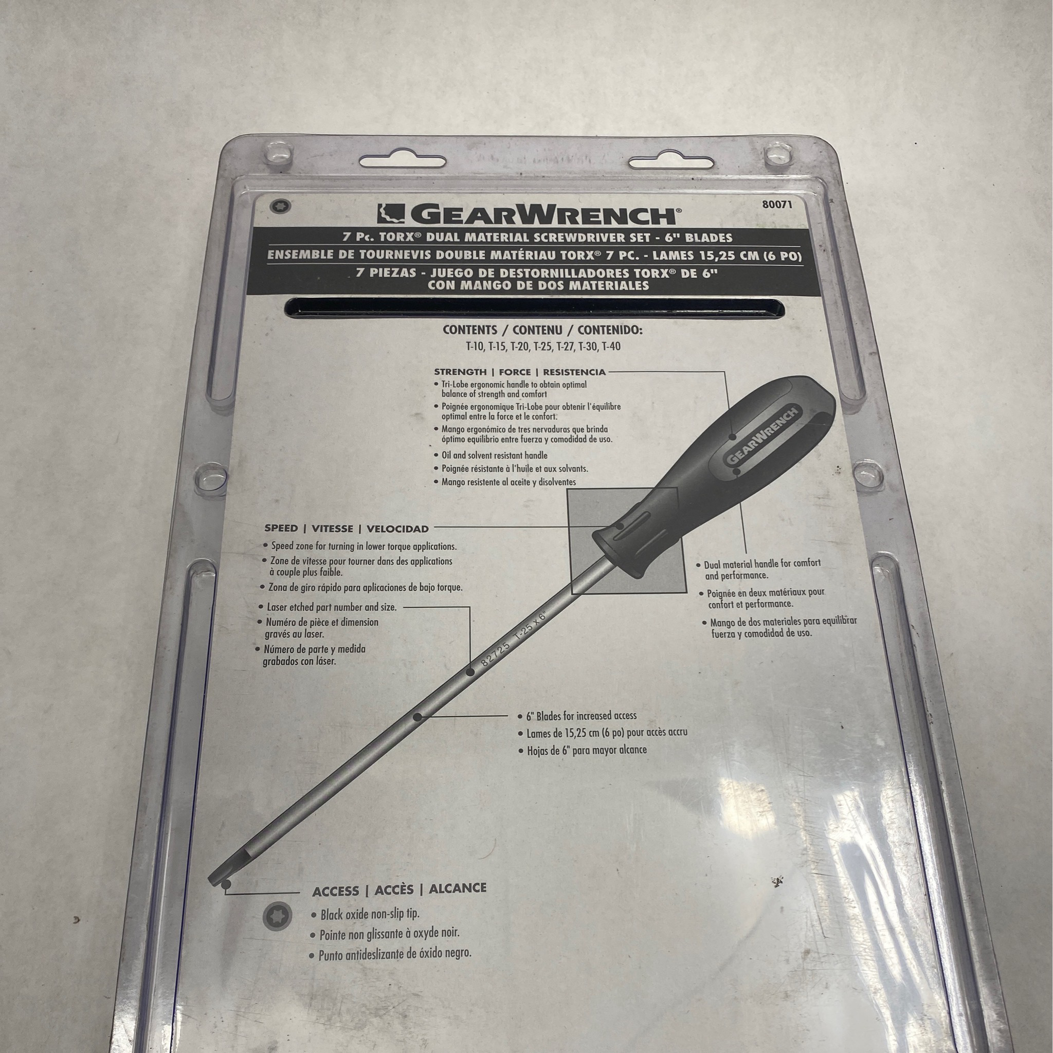 Gearwrench 7 Pc. Torx Dual Material Screwdriver Set 6 Blades 80071