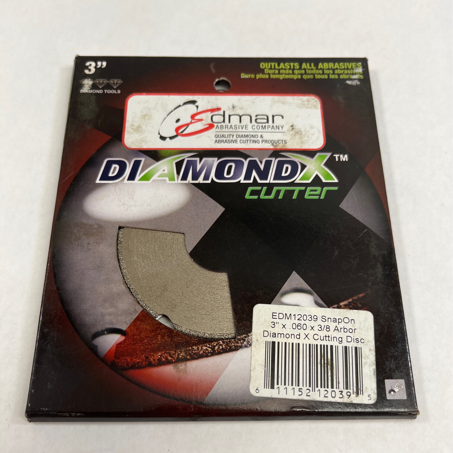 Snap On Edmar DiamondX Cutter 3” x .060 x 3/8 Arbor Diamond X Cutting Disc, EDM12039