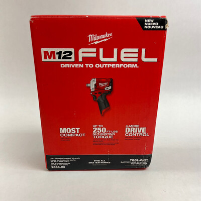 Milwaukee M12 Fuel 1/2” Stubby Impact Wrench, 2555-20