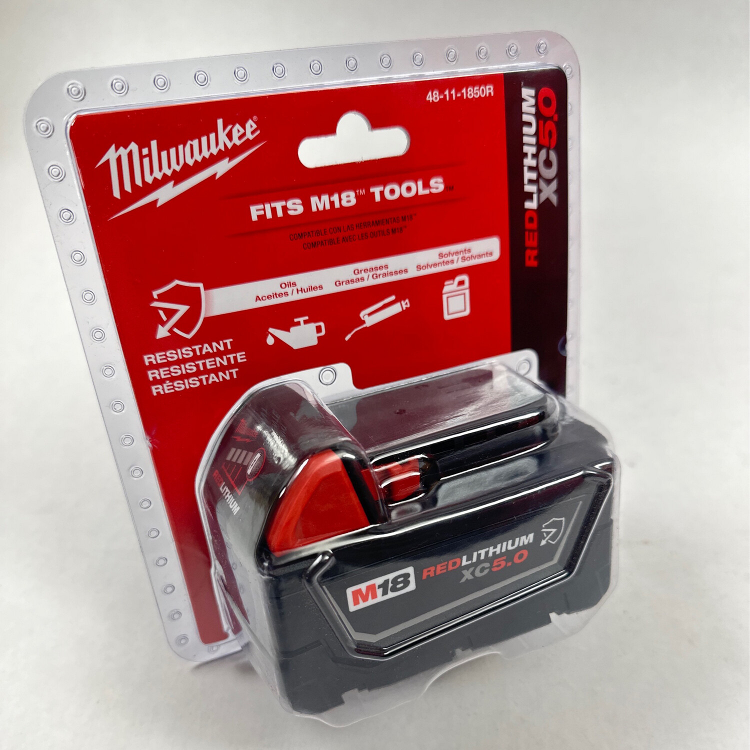 Milwaukee m18 5 0 ah chemical proof battery 48 11 1850r shop tool