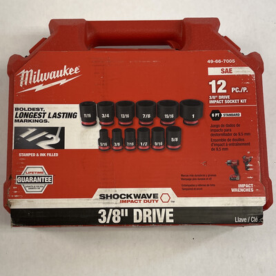Milwaukee 12pc 3/8” Drive SAE Impact Socket Kit, 49-66-7005