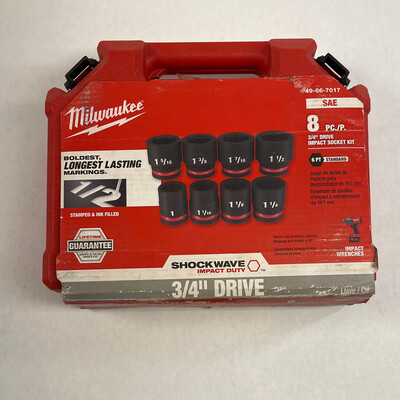 Milwaukee 8pc 3/4” Drive SAE Impact Socket Kit, 49-66-7017