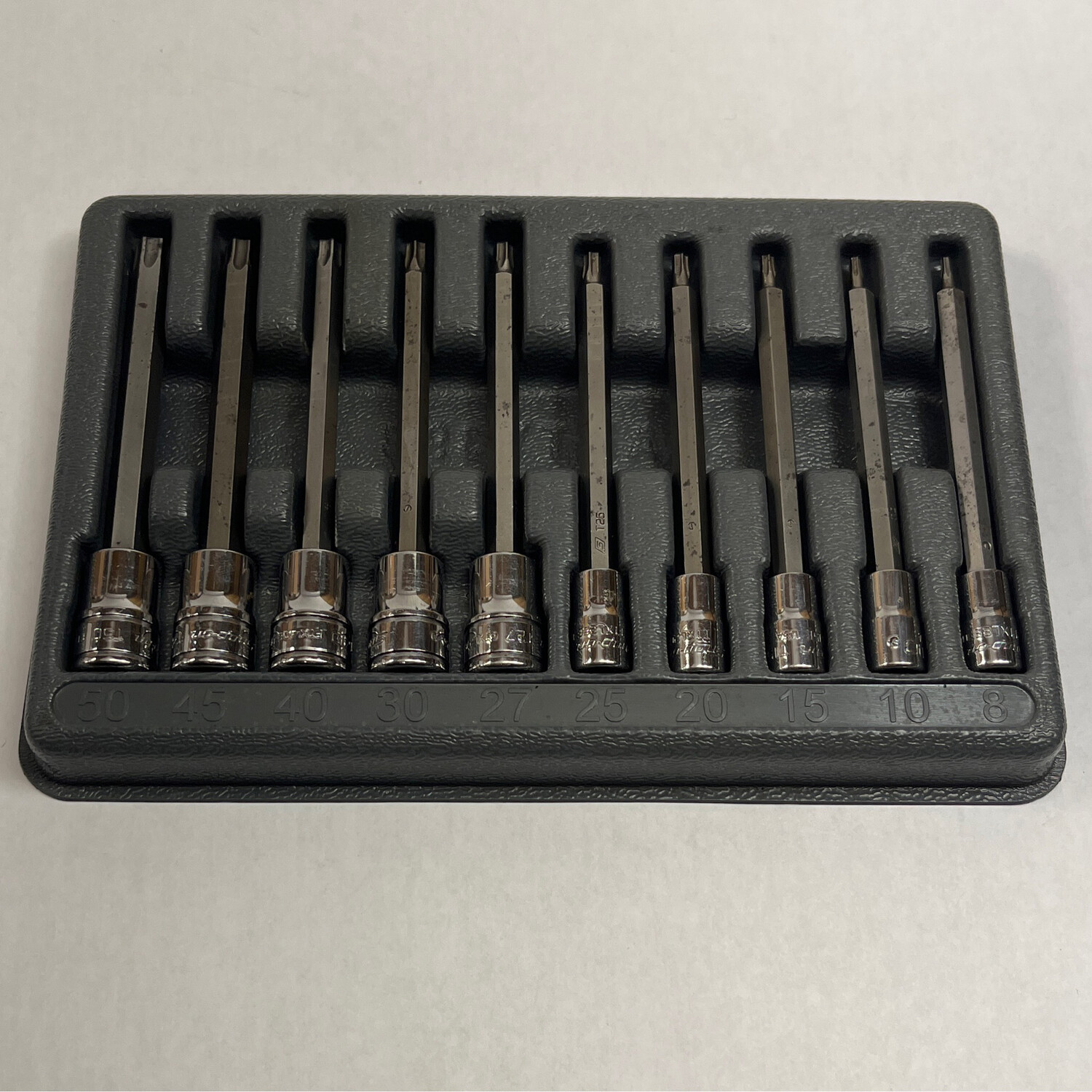 Snap On 10pc Combination Drive TORX Bit Long Socket Set (T8 Snap On 10pc Combination Drive TORX Bit Long Socket Set (T8