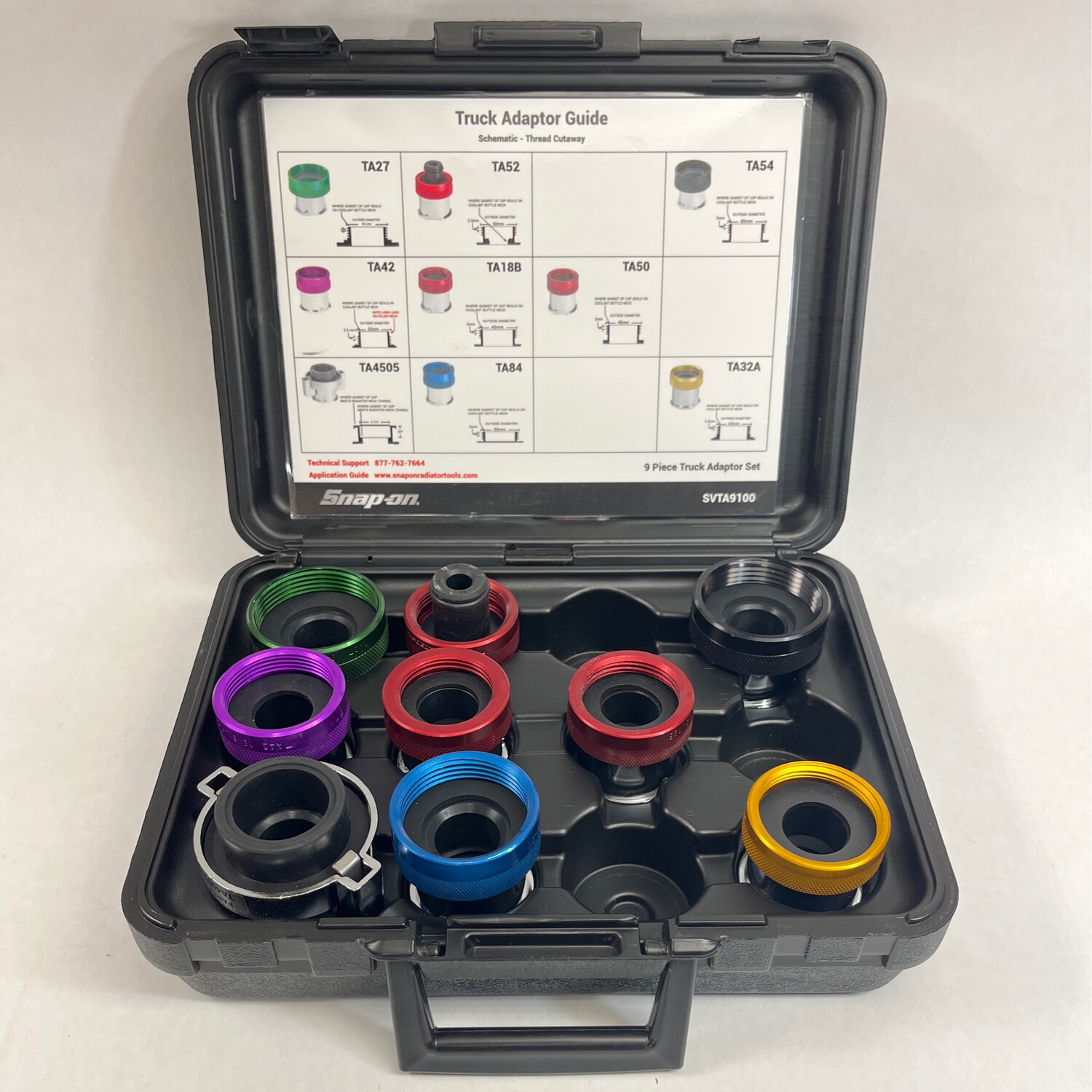 Snap On 9 Pc. Truck Cooling System Adaptor Set, SVTA9100 Shop Tool