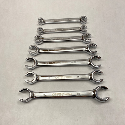 Sunex Tools 7 Pc. SAE and Metric Double Flare Nut End Wrench Set