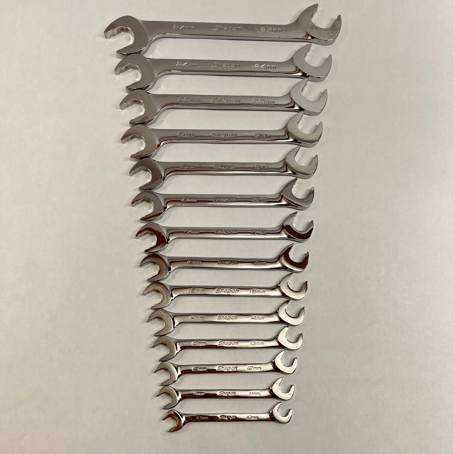 Snap On 14 Pc. Metric Four-Way Angle Head Open-End Wrench Set (10–27 mm) VSM814
