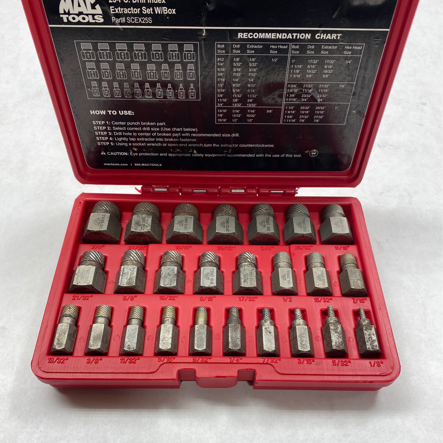 Mac Tools 25-PC. Multi-Spline Screw Extractor Set, SCEX25S