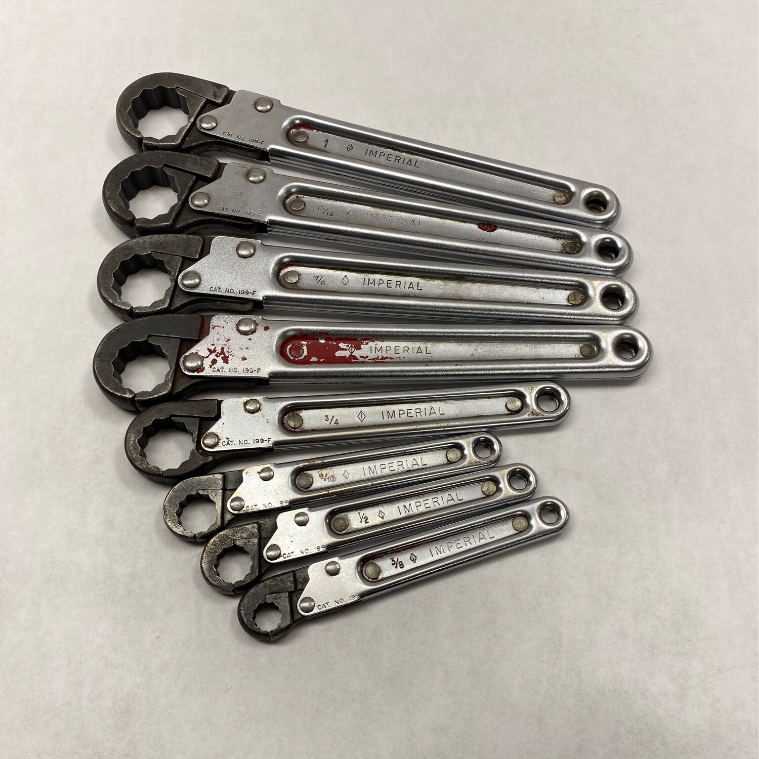 Vintage Imperial 8 Pc. SAE Open Jaw Ratchet Wrench Set, Shop Tool