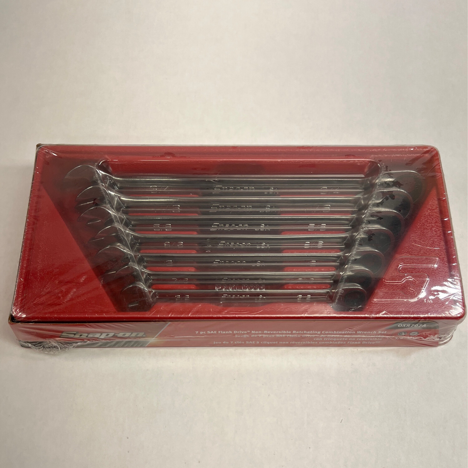 Snap On 7 Pc. 12Point SAE Flank Drive Plus Reversible Ratcheting Combination Wrench Set (3/83/